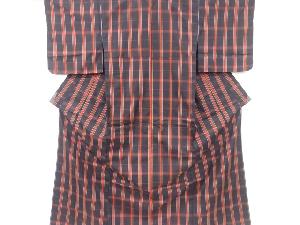 リサイクル　未使用品　格子織り出し米沢紬着物